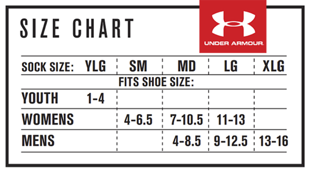 Under Armour Youth Socks Size Chart almoire